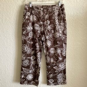 Additions by Chico's Floral Abstract Print Capris Brown Women's 6 (Chico’s 0.5)